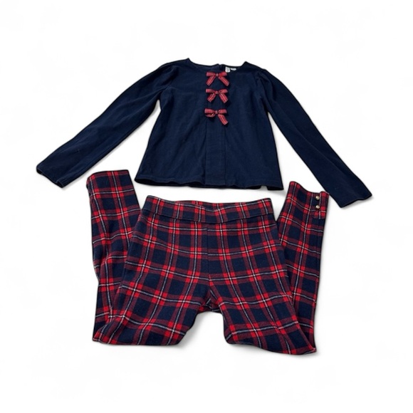 Janie and Jack Other - Janie and Jack Girl Holiday Bow Shirt and Red Plaid Pant Matching Set Size8